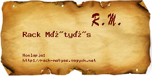 Rack Mátyás névjegykártya